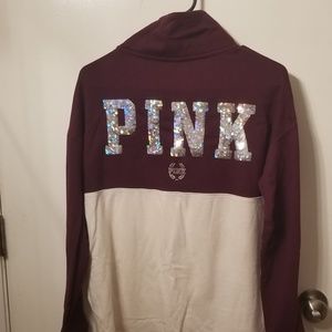 Pink sequins zip sweater